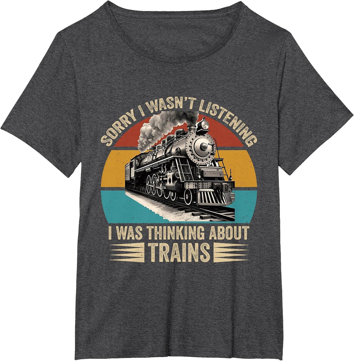 Retro Wagon Train Lover Model Railroad Conductor Funny Train T-Shirt - Dark Heather Grey