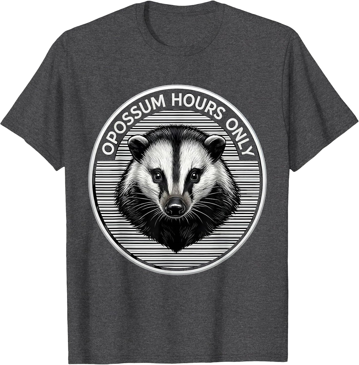 Men's Opossum Hours Only Funny Nocturnal Design T-Shirt - Dark Heather Grey
