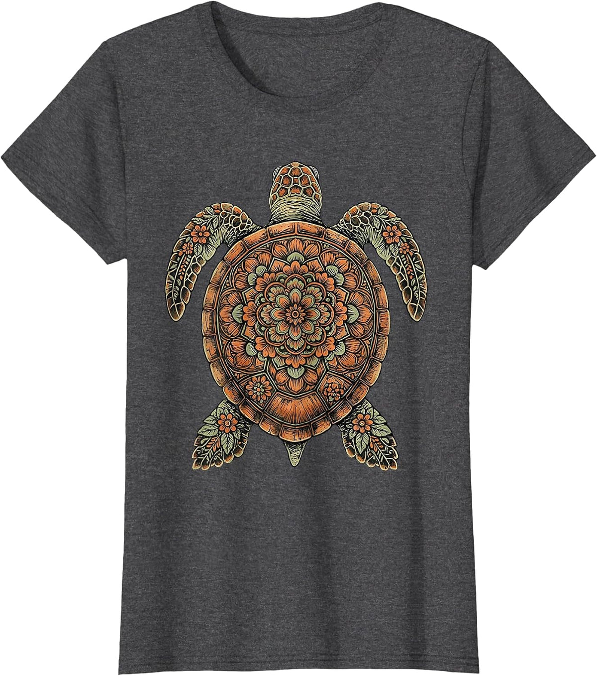 Women's Christian Sea Turtle Sunlit Ocean Illustration T-Shirt - Dark Heather Grey