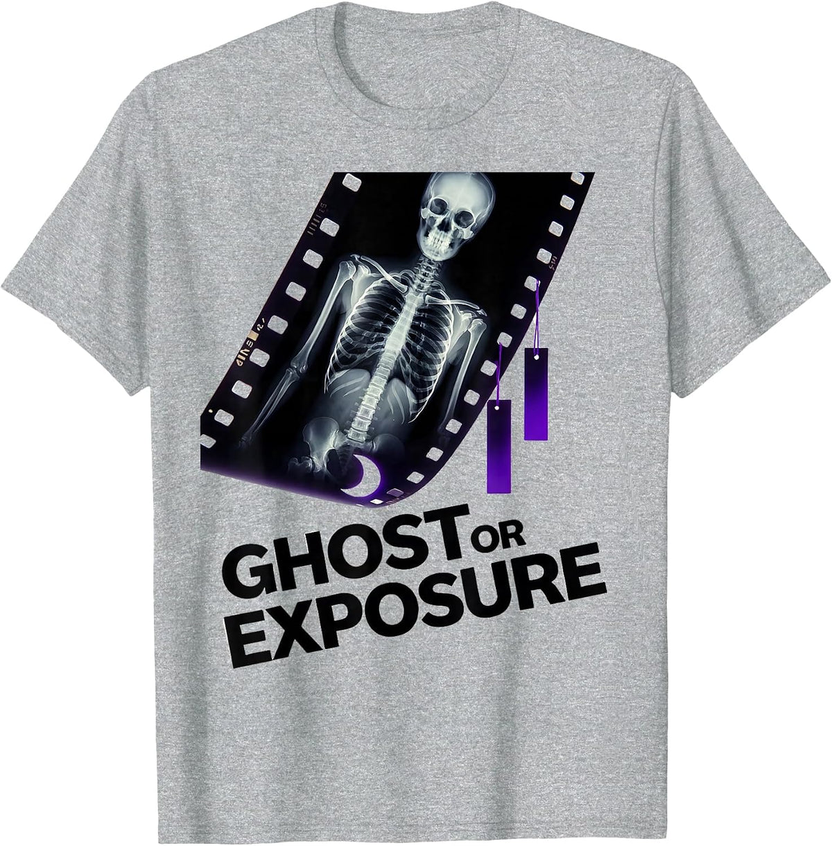 Men's Ghost Or Exposure New Wave Radiology Tech Halloween Humor T-Shirt - Heather Grey