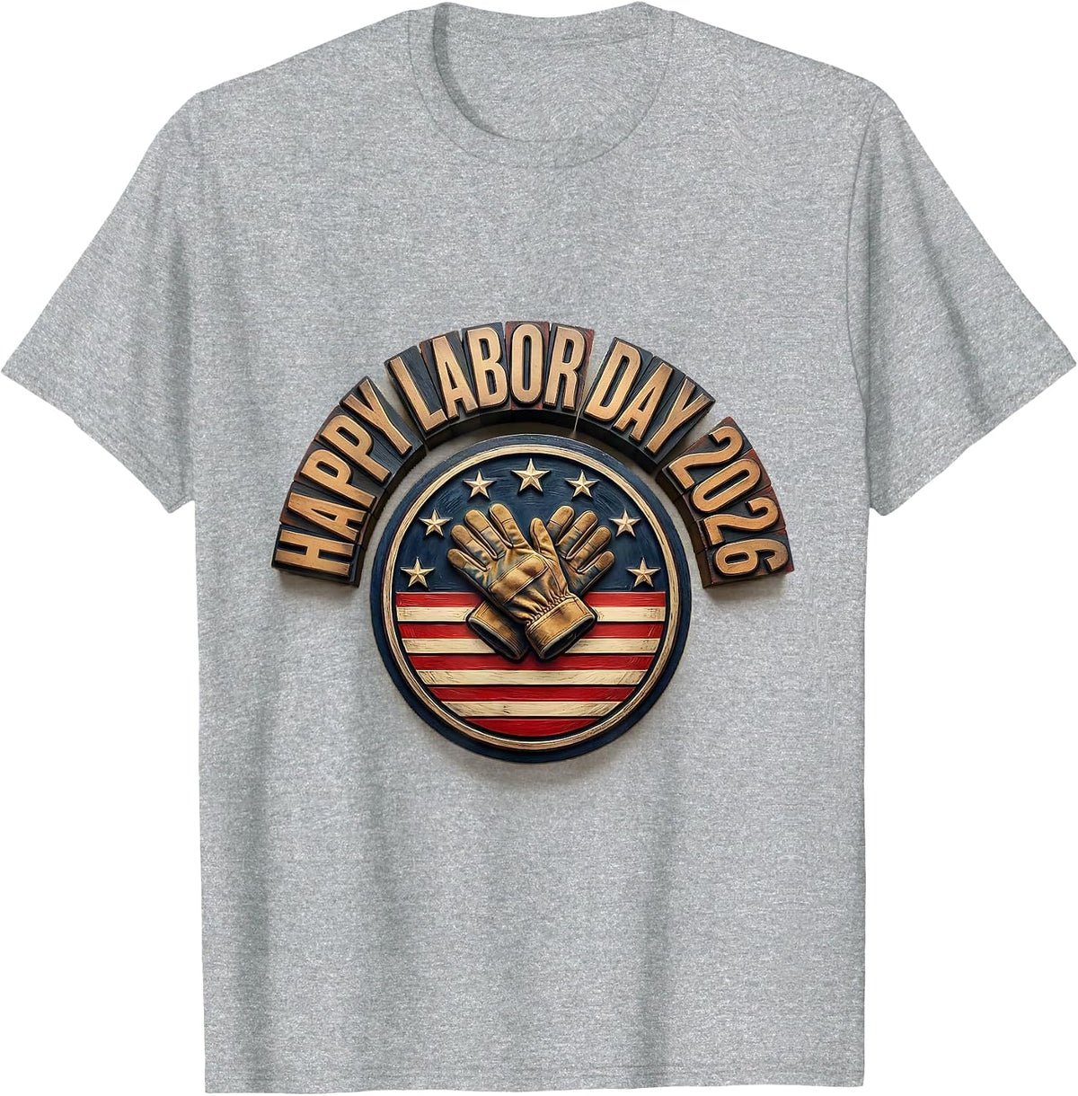 Men's Happy Labor Day 2026 Patriotic Union Pride Holiday T-Shirt - Heather Grey