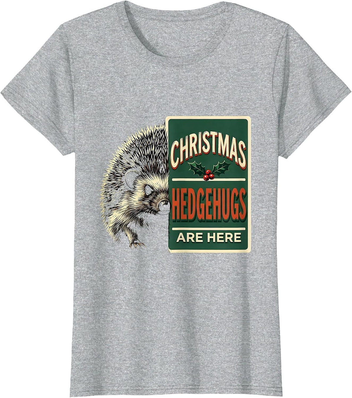 Christmas Hedgehugs Are Here Cute Hedgehog Animal Lover T-Shirt - Heather Grey