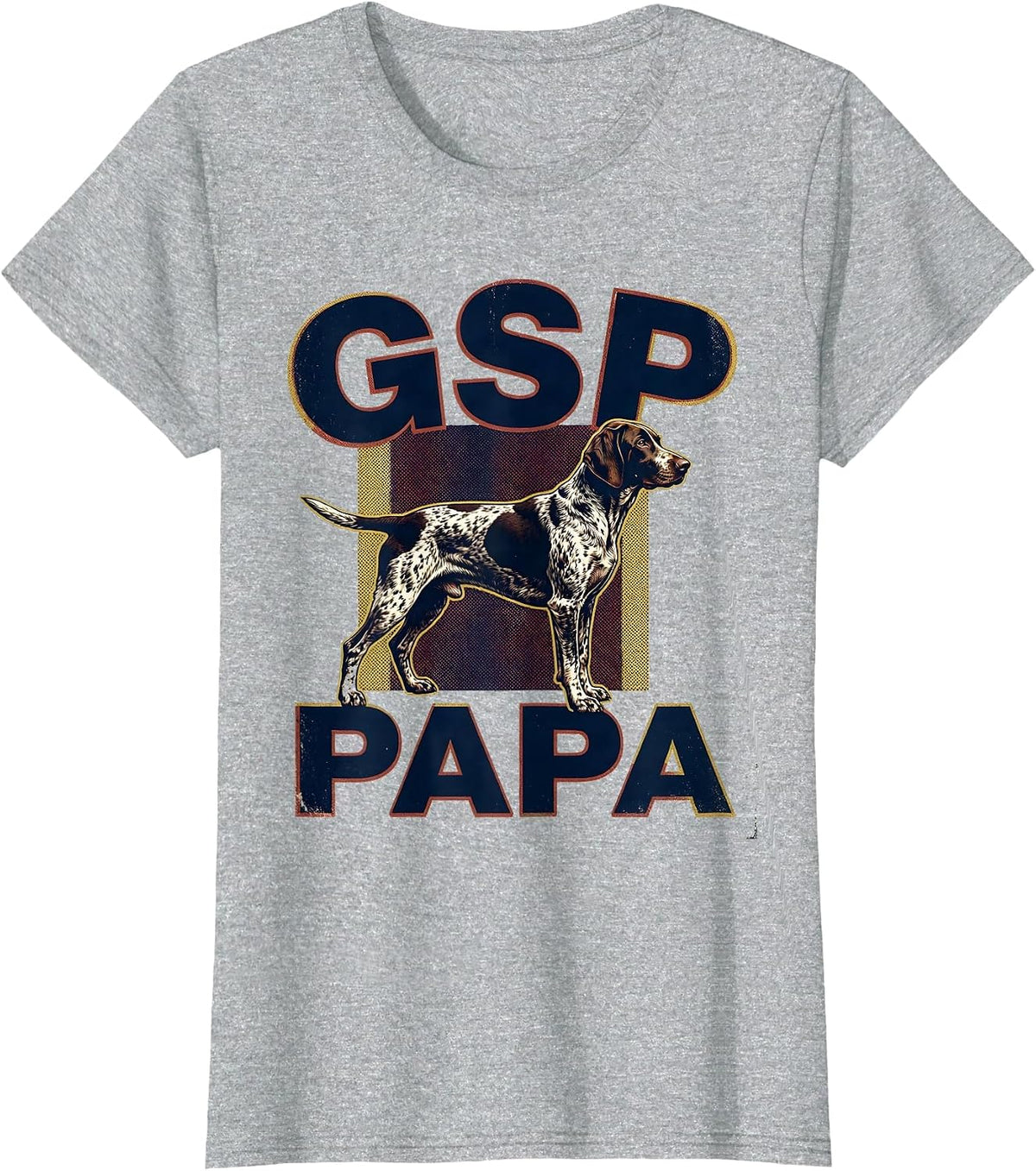 Women's GSP Papa Vintage German Shorthaired Pointer Dog Lover T-Shirt - Heather Grey