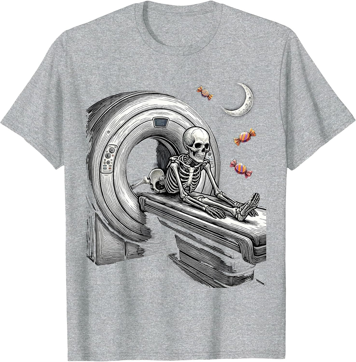 Men's Trick Or MRI Tech Funny Radiology Tech Halloween Humor T-Shirt - Heather Grey