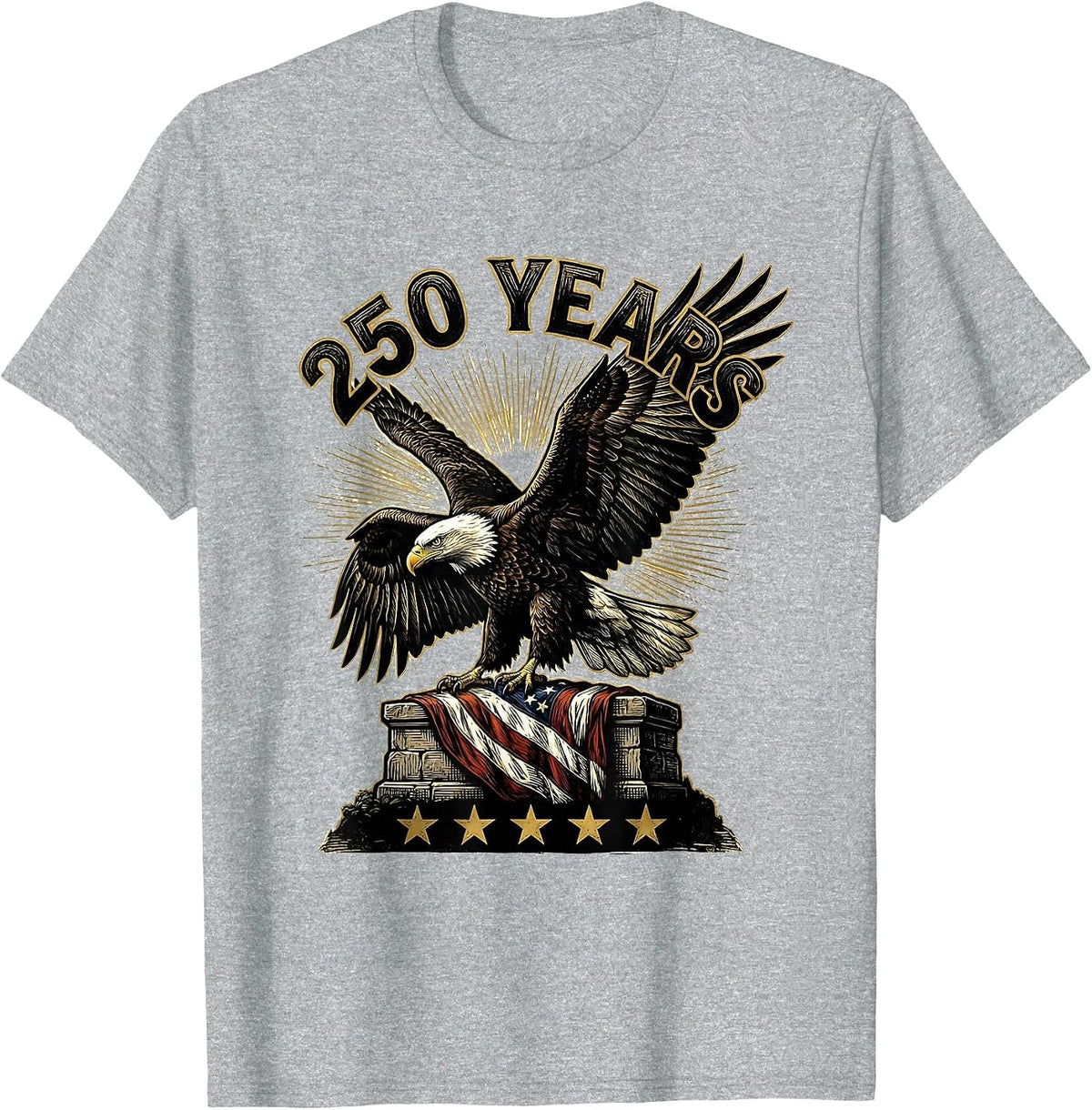 Men's 250 Years Patriotic Eagle and Flag 250th Anniversary USA T-Shirt - Heather Grey