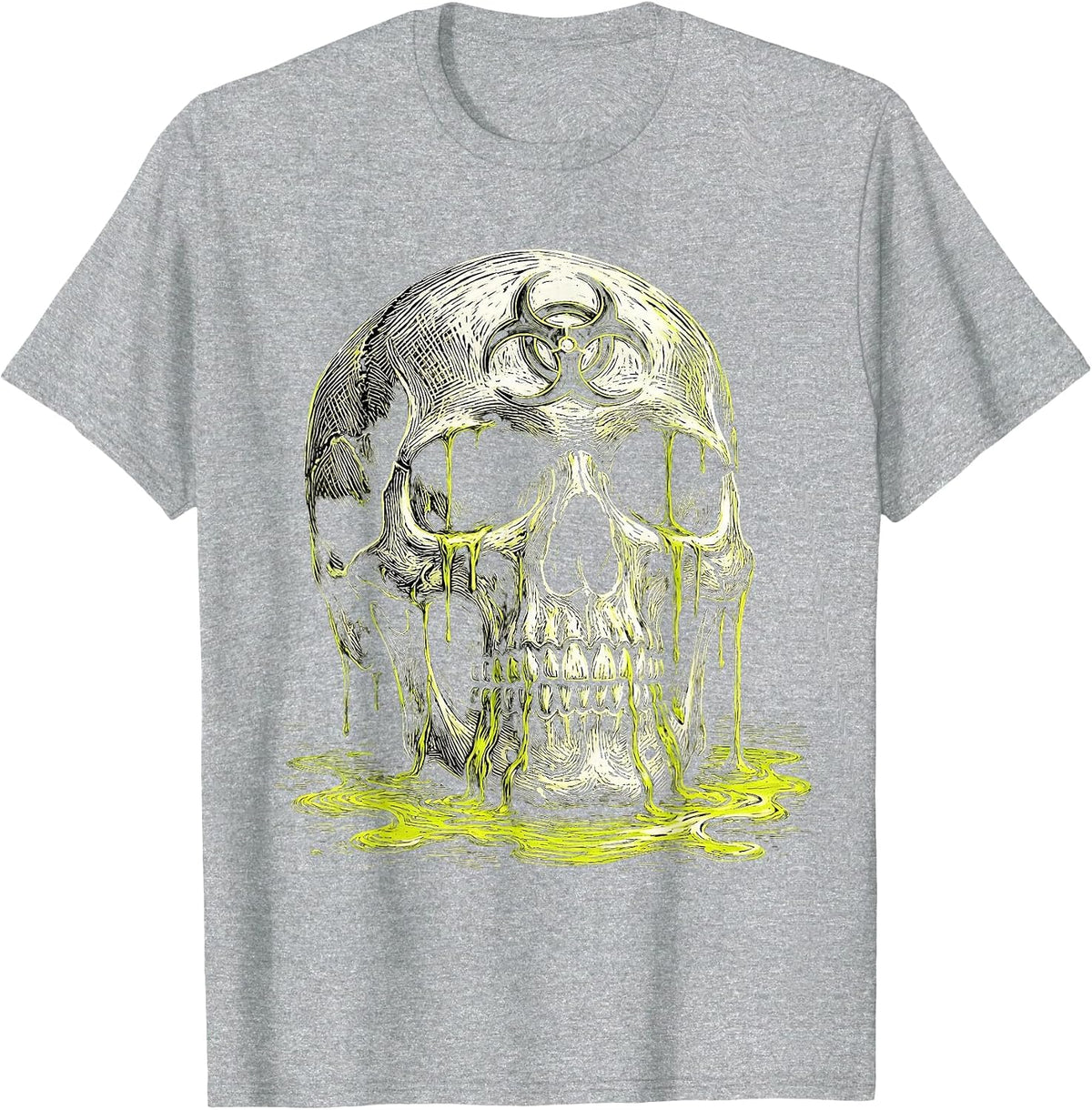 Men's Rabies Skull Biohazard Slime Graphic Design T-Shirt - Heather Grey