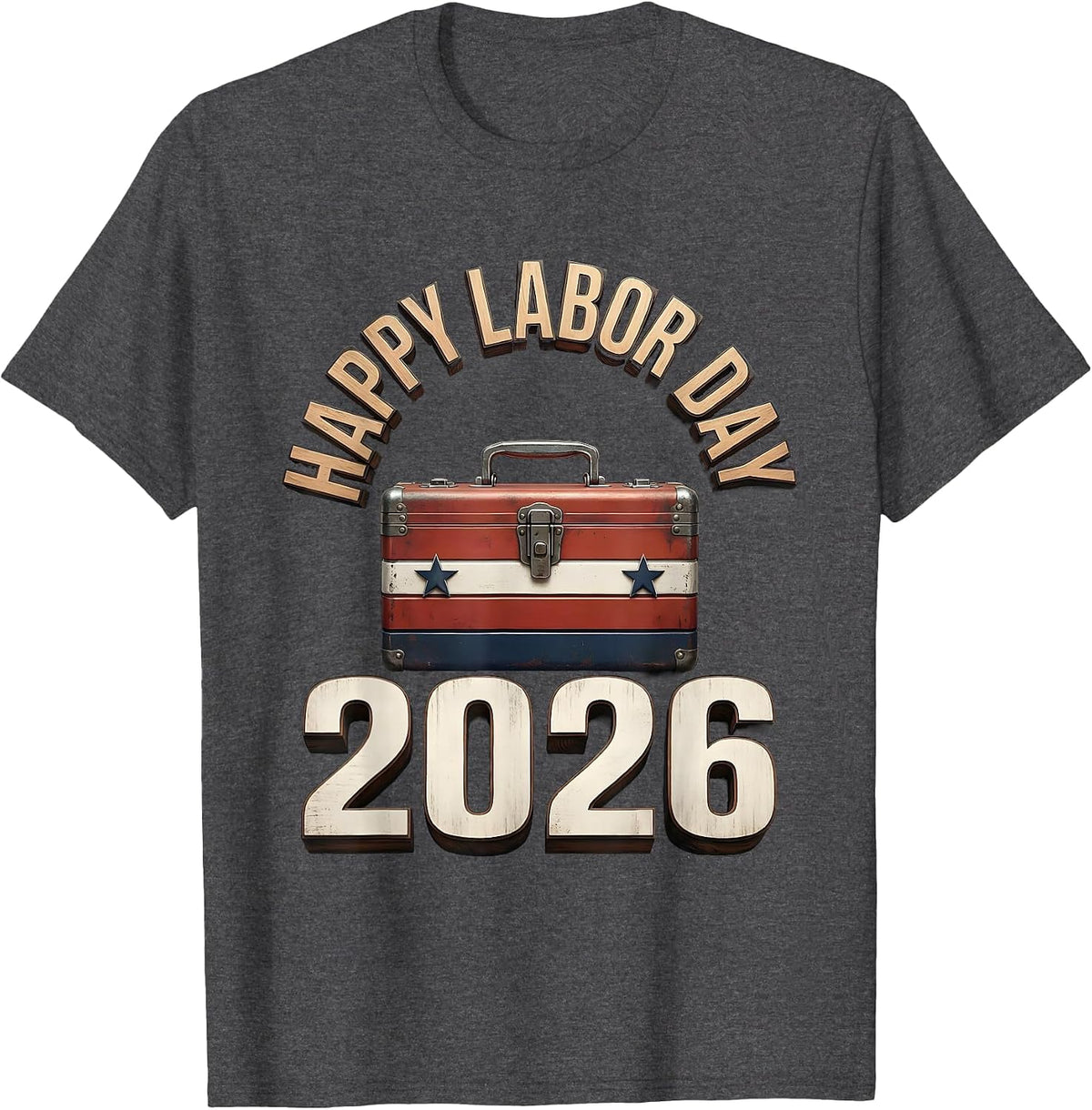Men's Happy Labor Day 2026 Patriotic Union Pride Worker Graphic T-Shirt - Dark Heather Grey