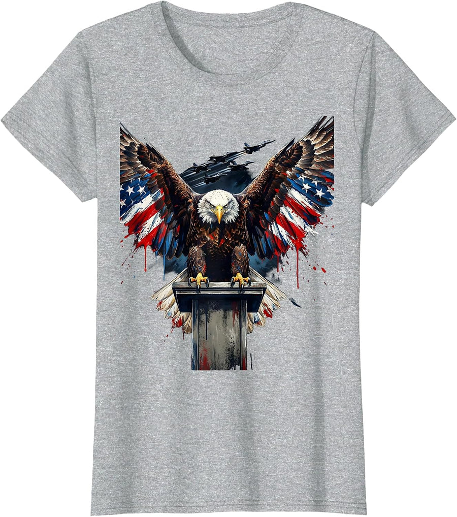 Eagle Atop Presidential Podium Graphic T-Shirt - Heather Grey