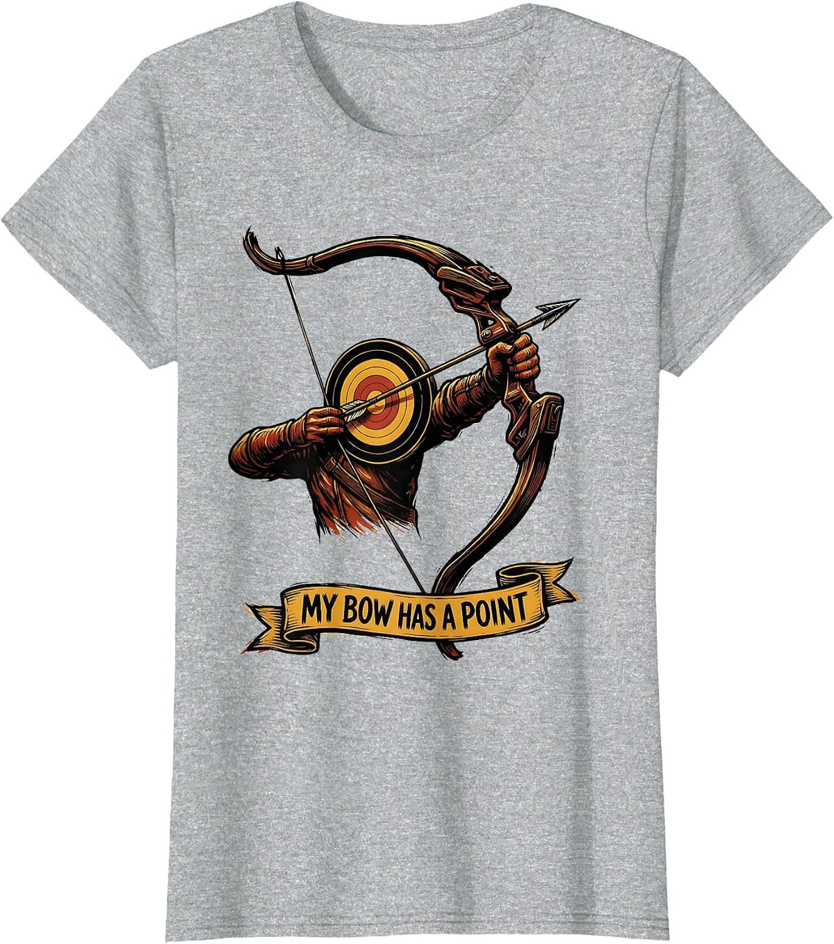 My Bow Has A Point Funny Archery Bowhunter Deer Hunter Gift T-Shirt - Heather Grey