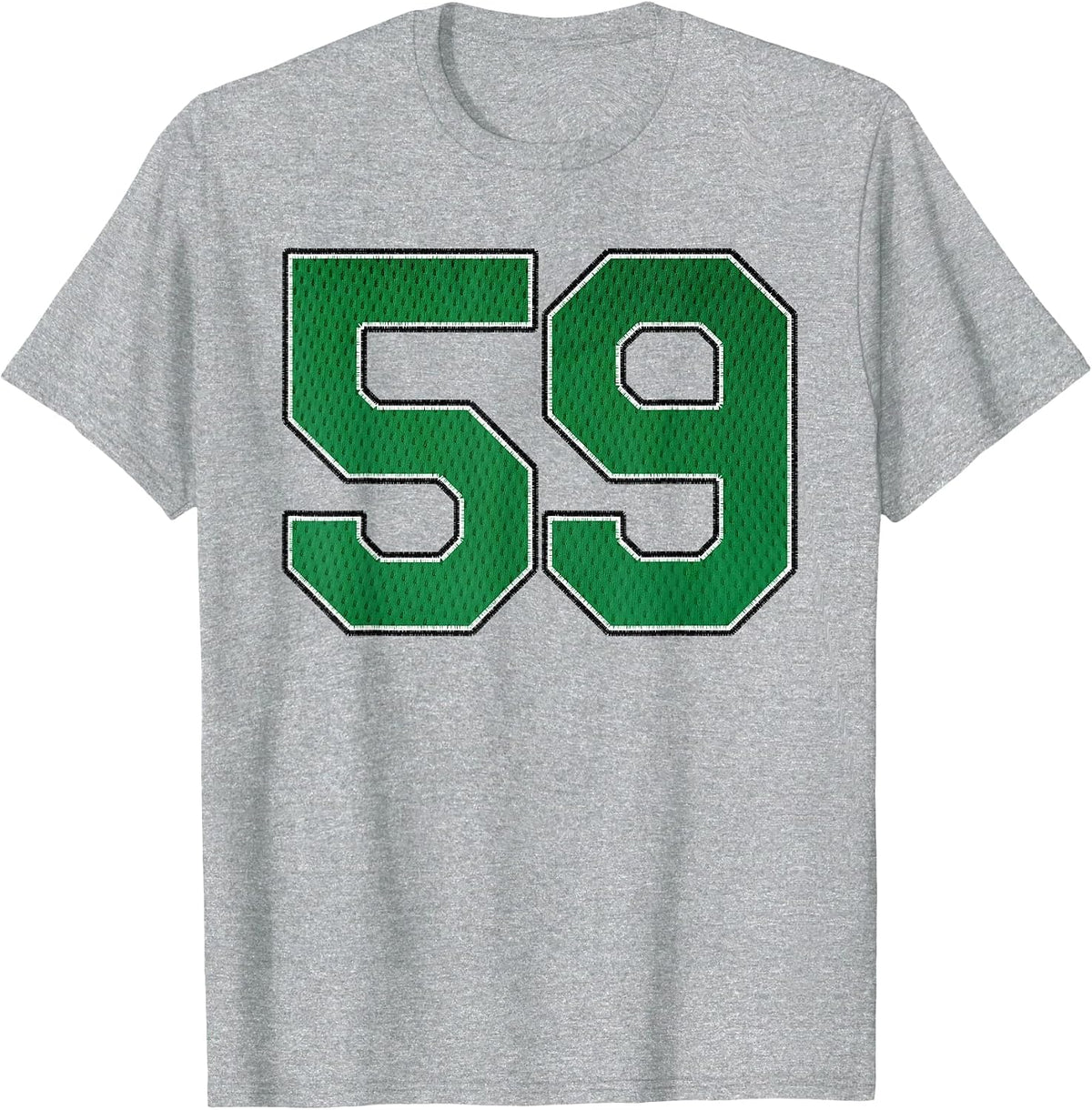 Sports Jersey Fan Player Supporter Kelly Green Number 59 T-Shirt - Heather Grey