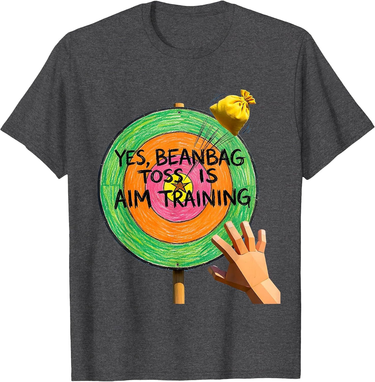 Men's Yes, Beanbag Toss Is Aim Training Funny Occupational Therapy T-Shirt - Dark Heather Grey