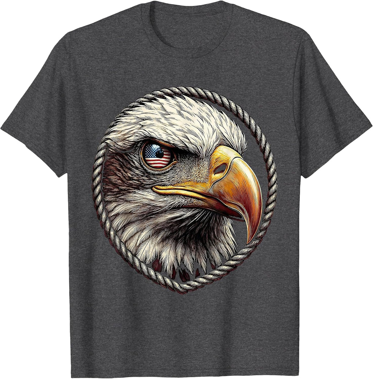 American Flag Eagle Eye Patriotic Graphic T-Shirt - Dark Heather Grey