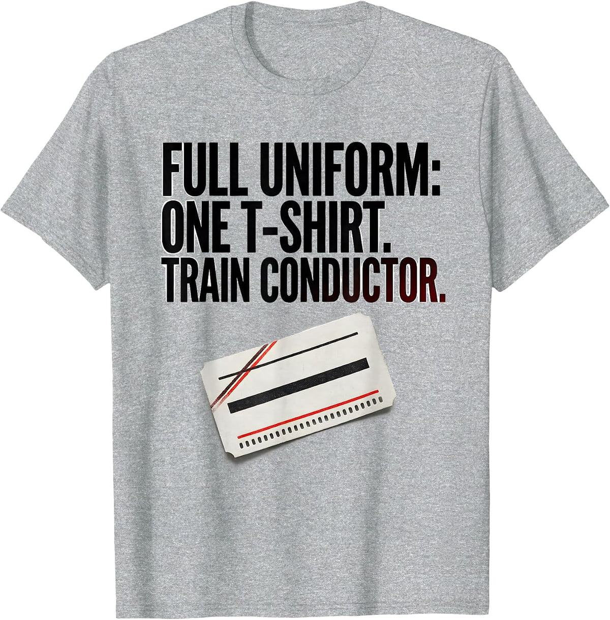 Men's Full Uniform: One T-Shirt. Train Conductor Halloween T-Shirt - Heather Grey