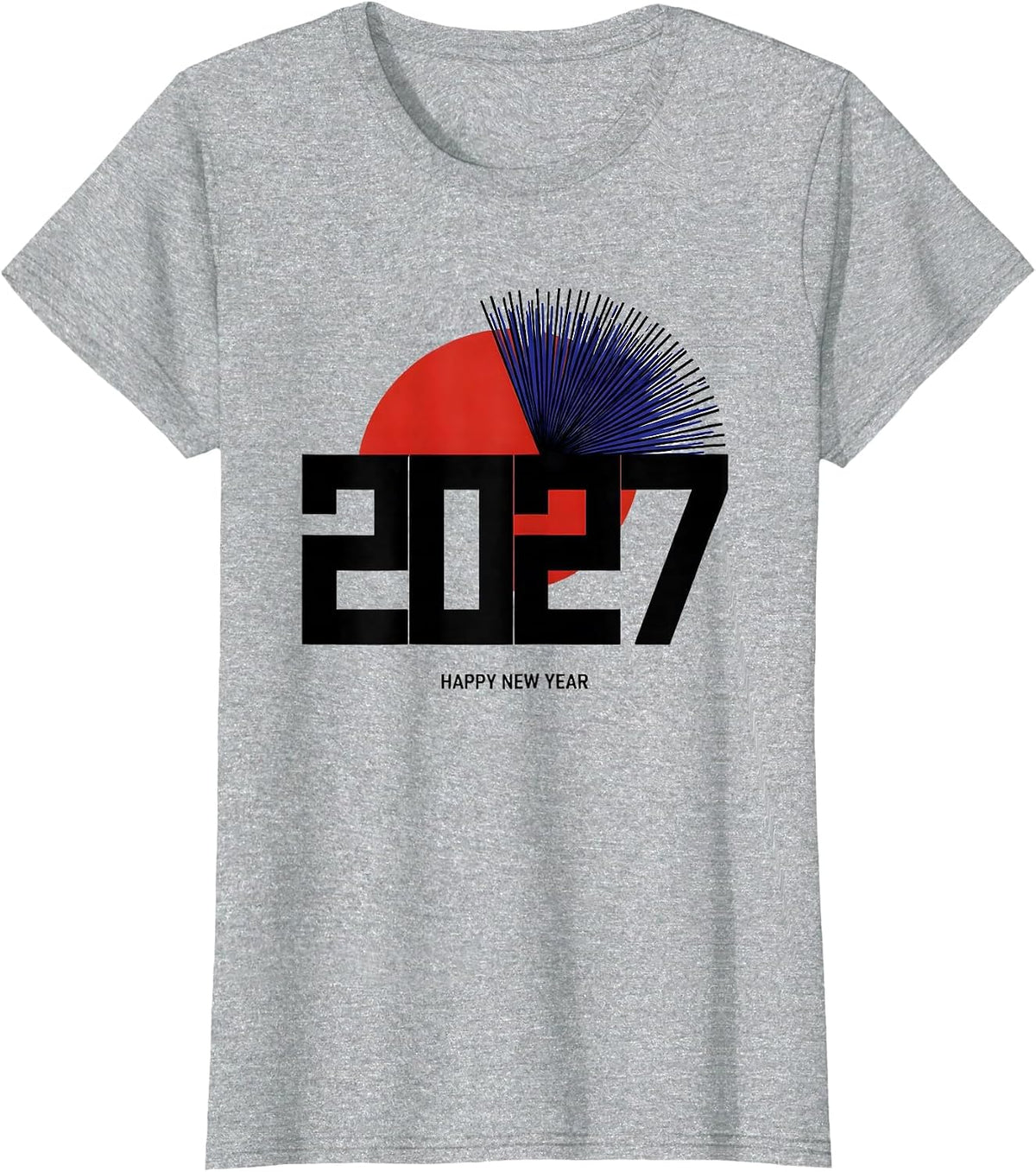 Happy New Year 2027 Bauhaus Modernist Party Host Family T-Shirt - Heather Grey