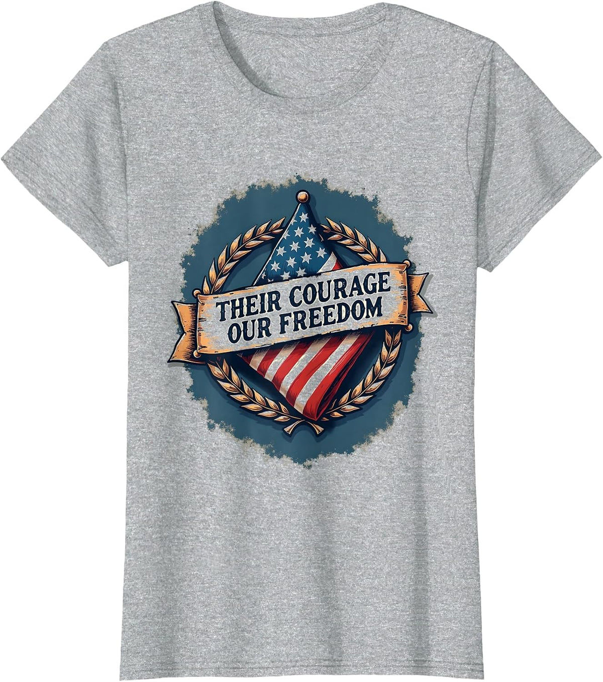 Their Courage Our Freedom Memorial Day Design T-Shirt - Heather Grey