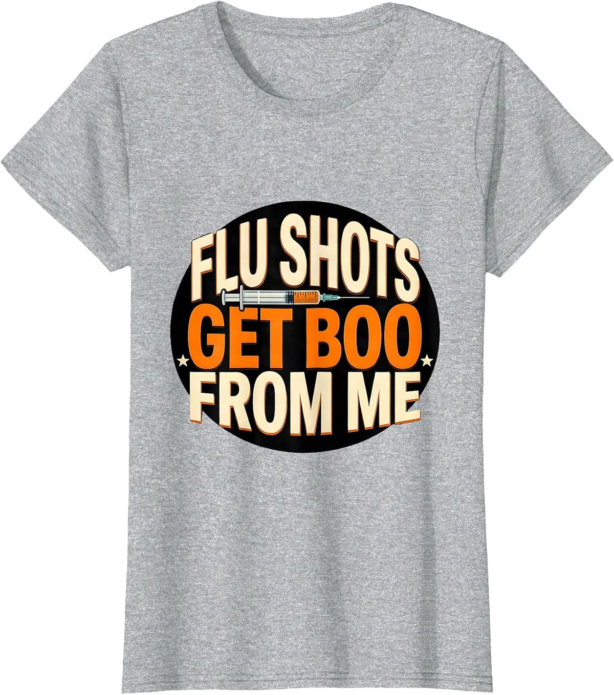 Flu Shots Get Boo From Me Funny Nurse Ghost Halloween T-Shirt - Heather Grey