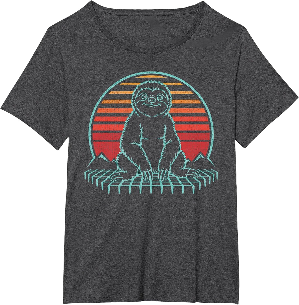 Sloth Lover Animal Retro Vintage 80s T-Shirt - Dark Heather Grey