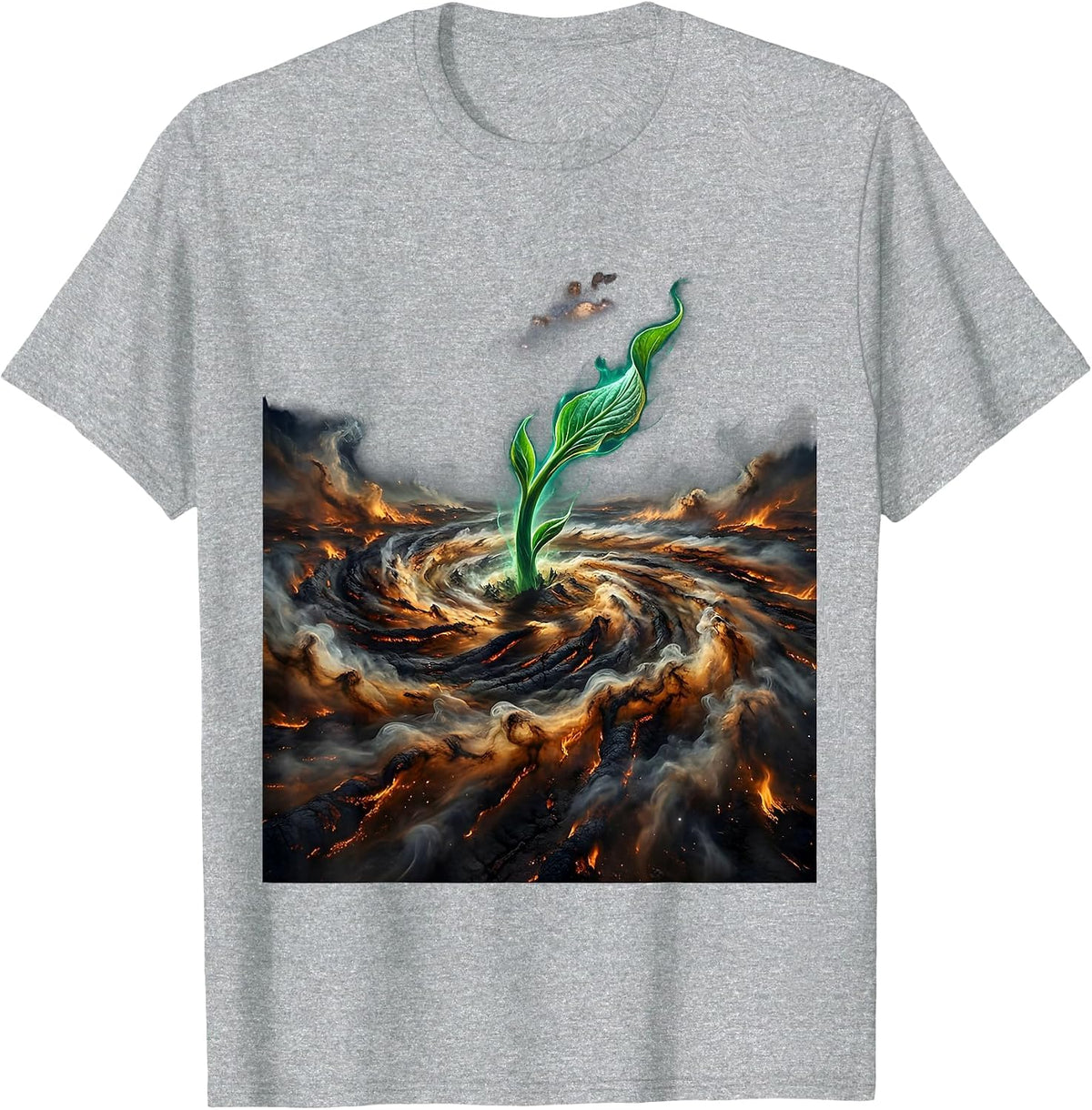 Men's Suicide Prevention Wildfire Hope Green Shoot T-Shirt - Heather Grey