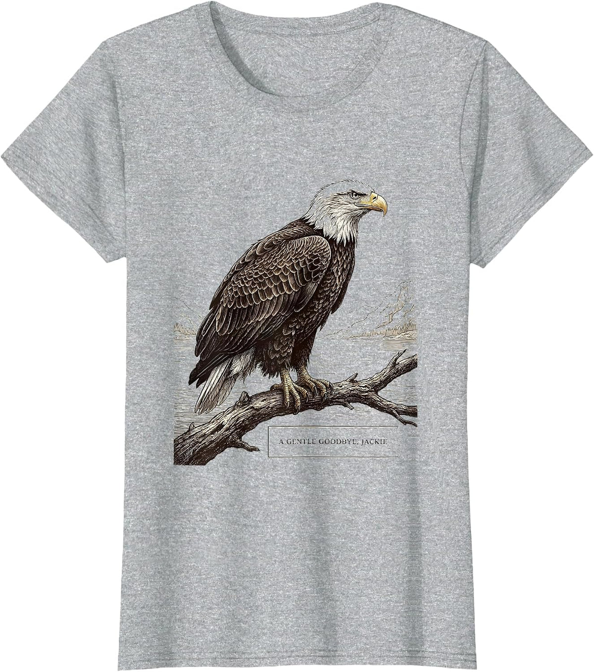 Women's A Gentle Goodbye Jackie Vintage Eagle Memorial Tribute T-Shirt - Heather Grey