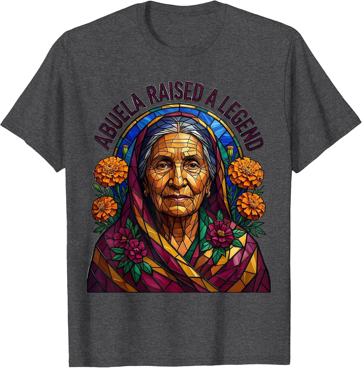 Men's Abuela Raised A Legend Hispanic Heritage Design T-Shirt - Dark Heather Grey