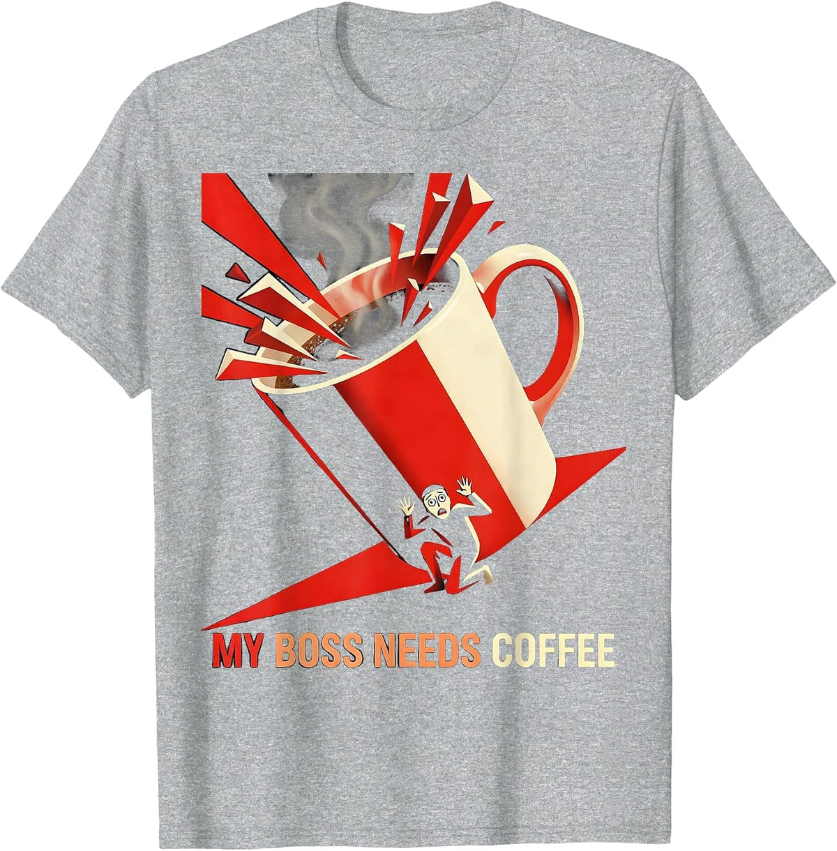 Men's My Boss Needs Coffee Funny Labor Day Design T-Shirt - Heather Grey