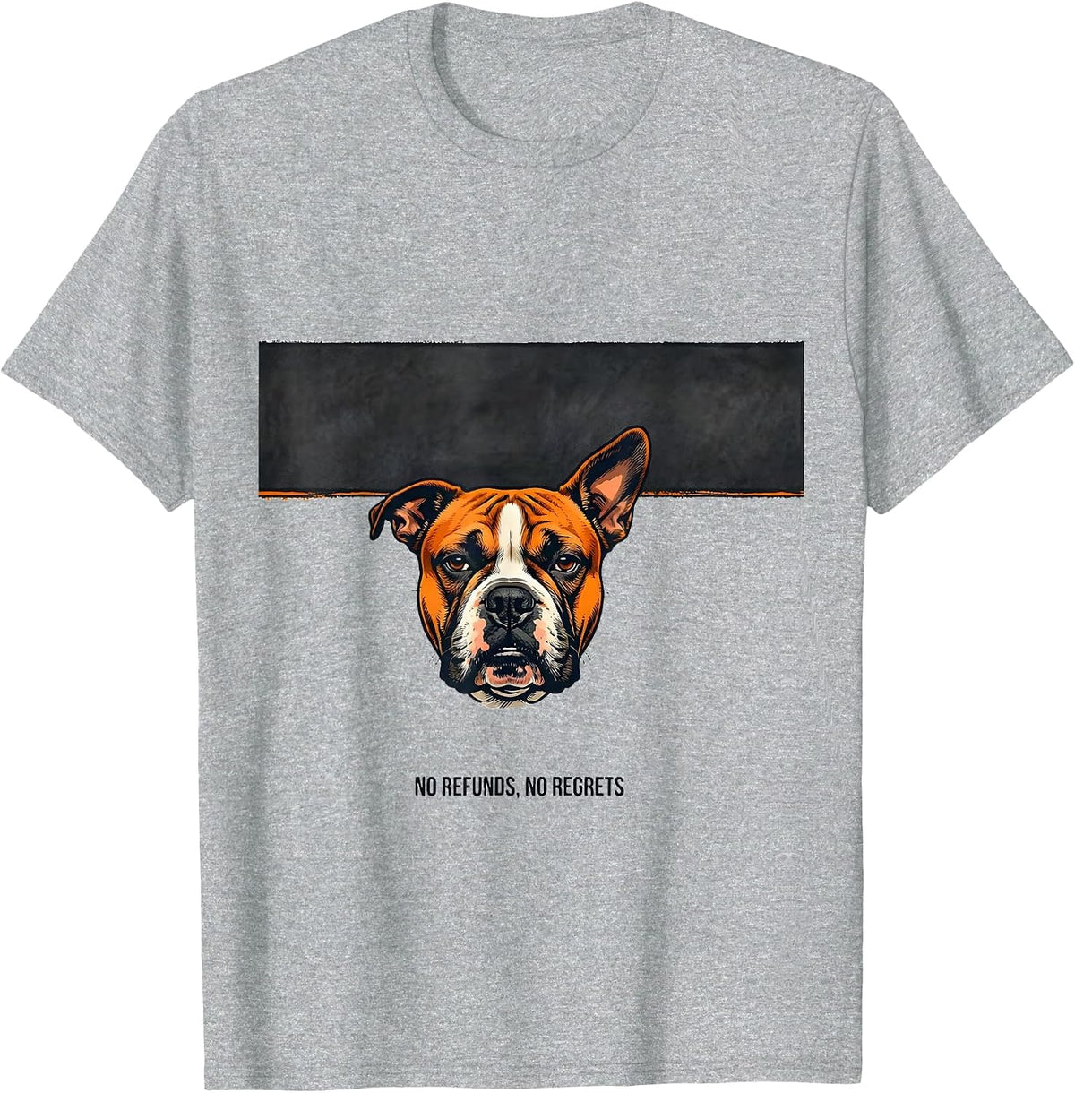 Men's No Refunds, No Regrets Playful Bull Terrier Dog Pocket T-Shirt - Heather Grey