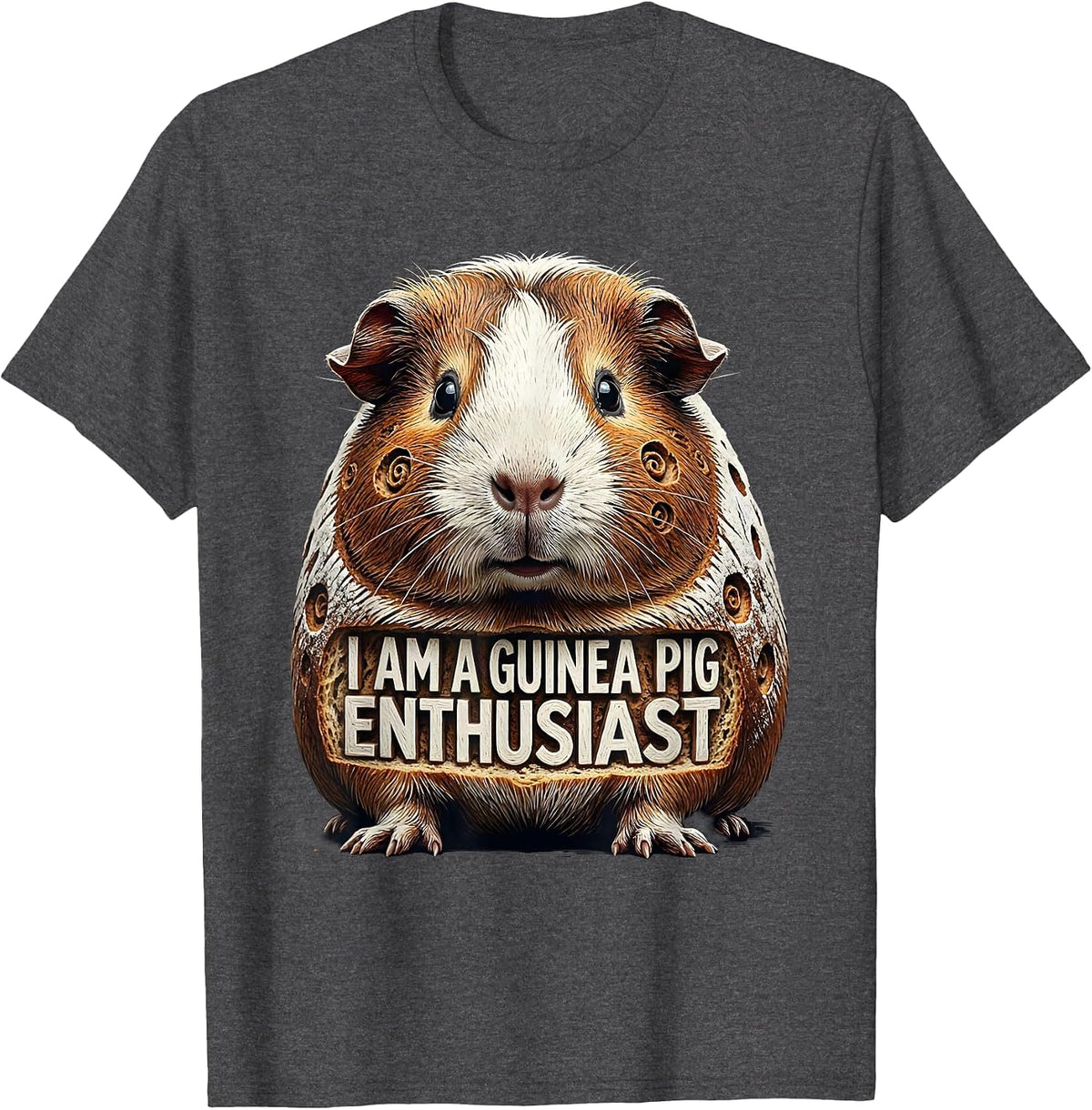 I Am A Guinea Pig Enthusiast Funny Pig Lover Woodcut T-Shirt - Dark Heather Grey