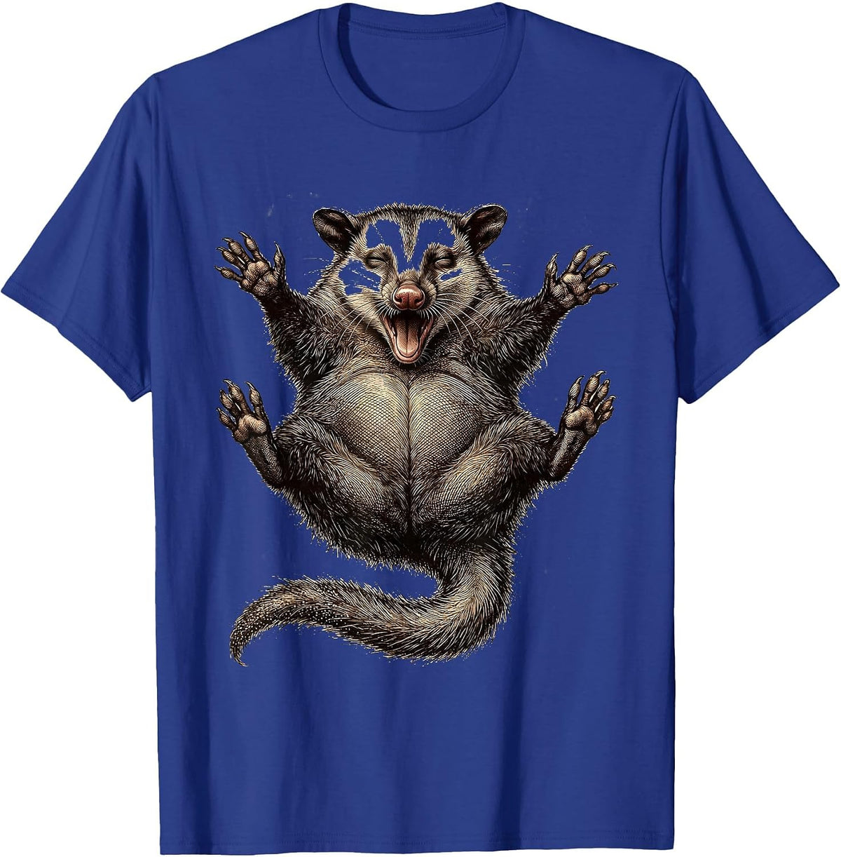Men's Opossum Playing Dead Dramatic Expression Graphic T-Shirt - Royal Blue
