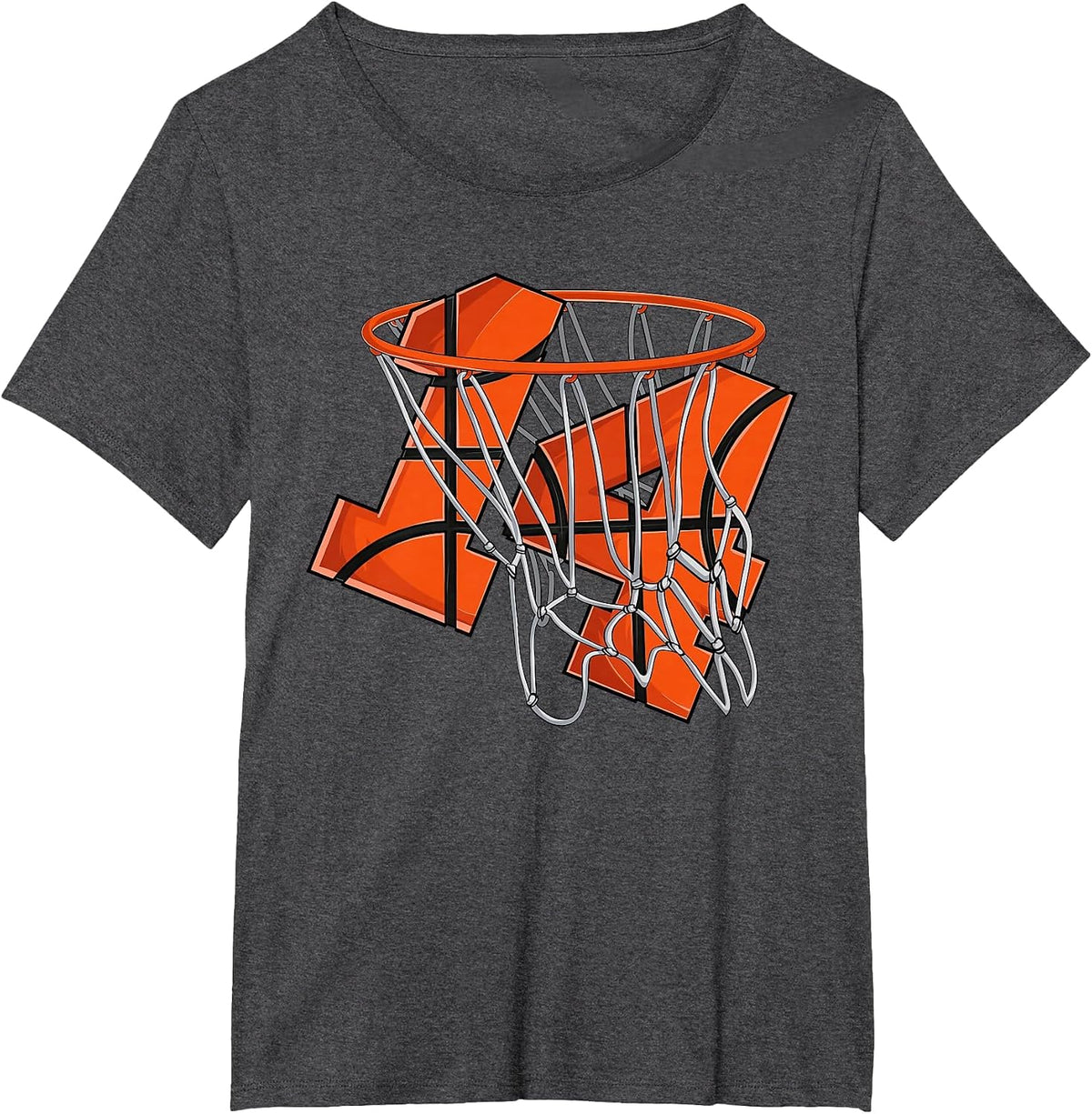 14th Birthday Basketball Shirt Kids, Boys 14 Year Old T-Shirt - Dark Heather Grey