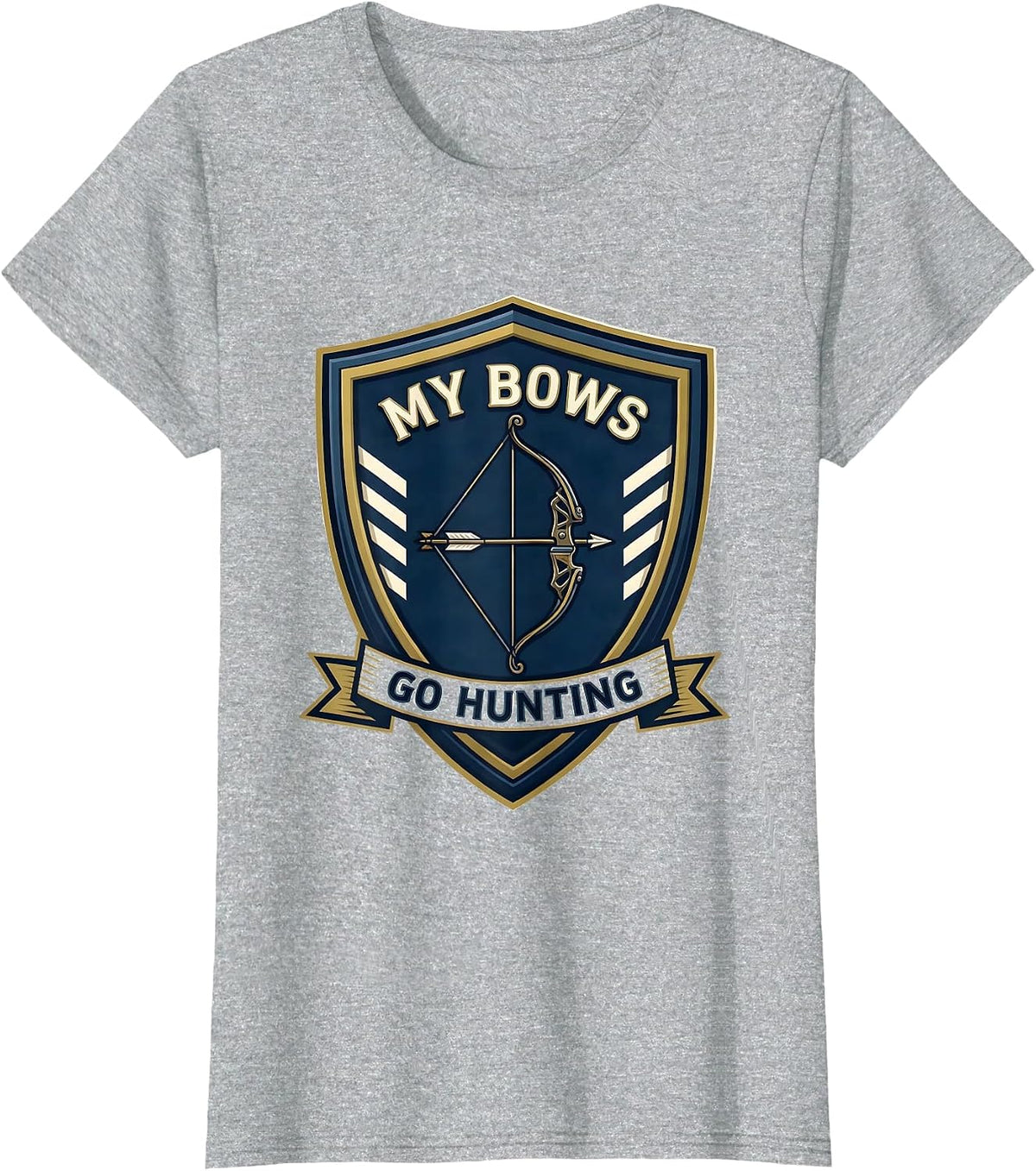 Women's My Bows Go Hunting Archery Bowhunter Deer Elk Hunting Humor T-Shirt - Heather Grey
