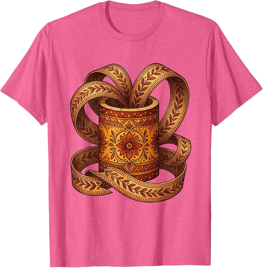 Pencil Sharpener Curling Wood Shavings Art T-Shirt - Pink Heather