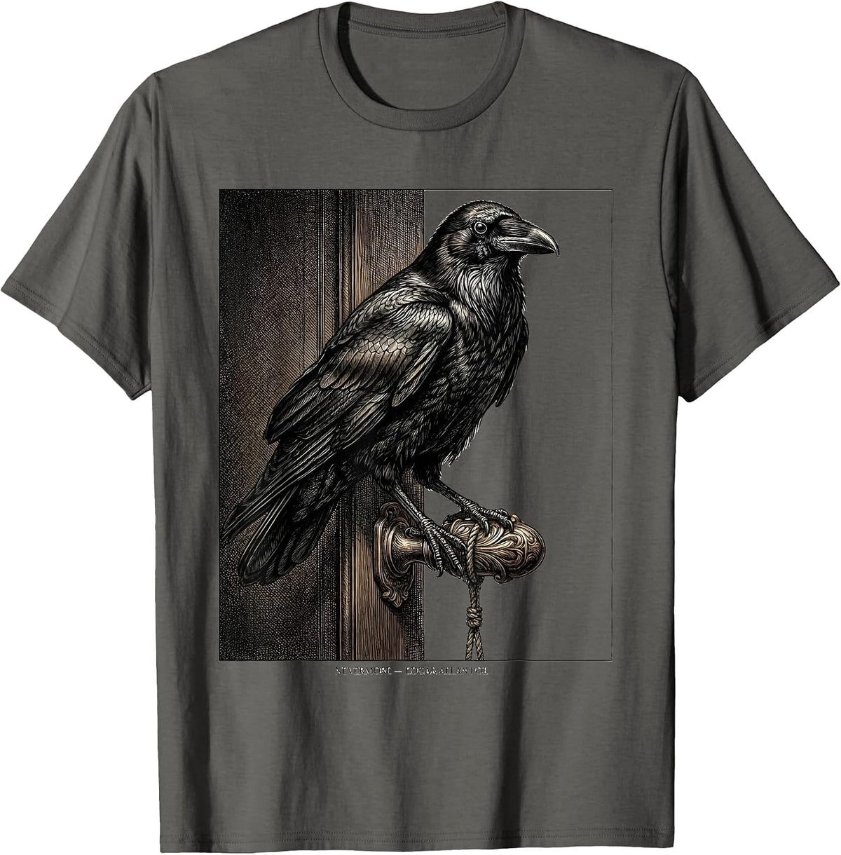 Nevermore Edgar Allan Poe Gothic Literary Fan Raven Quote T-Shirt - Asphalt Grey