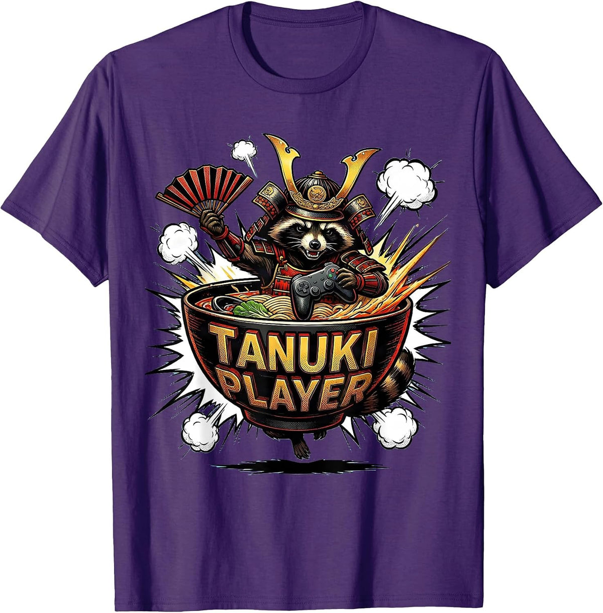 tanuki player Comic Book Anime Gaming Funny Cat Lover Gift T-Shirt - Purple