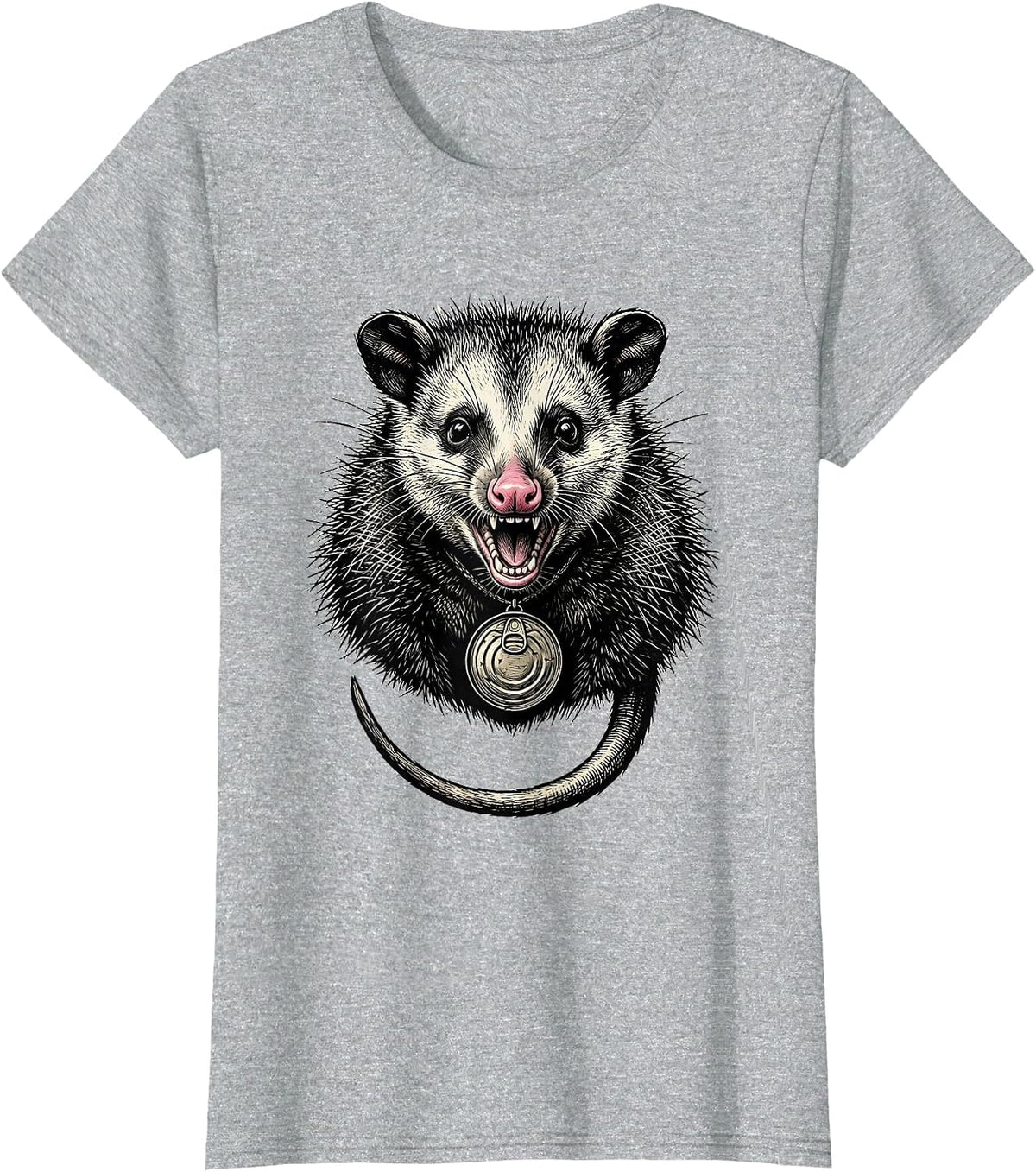 Symmetrical Opossum Portrait Funny Animal Meme T-Shirt - Heather Grey
