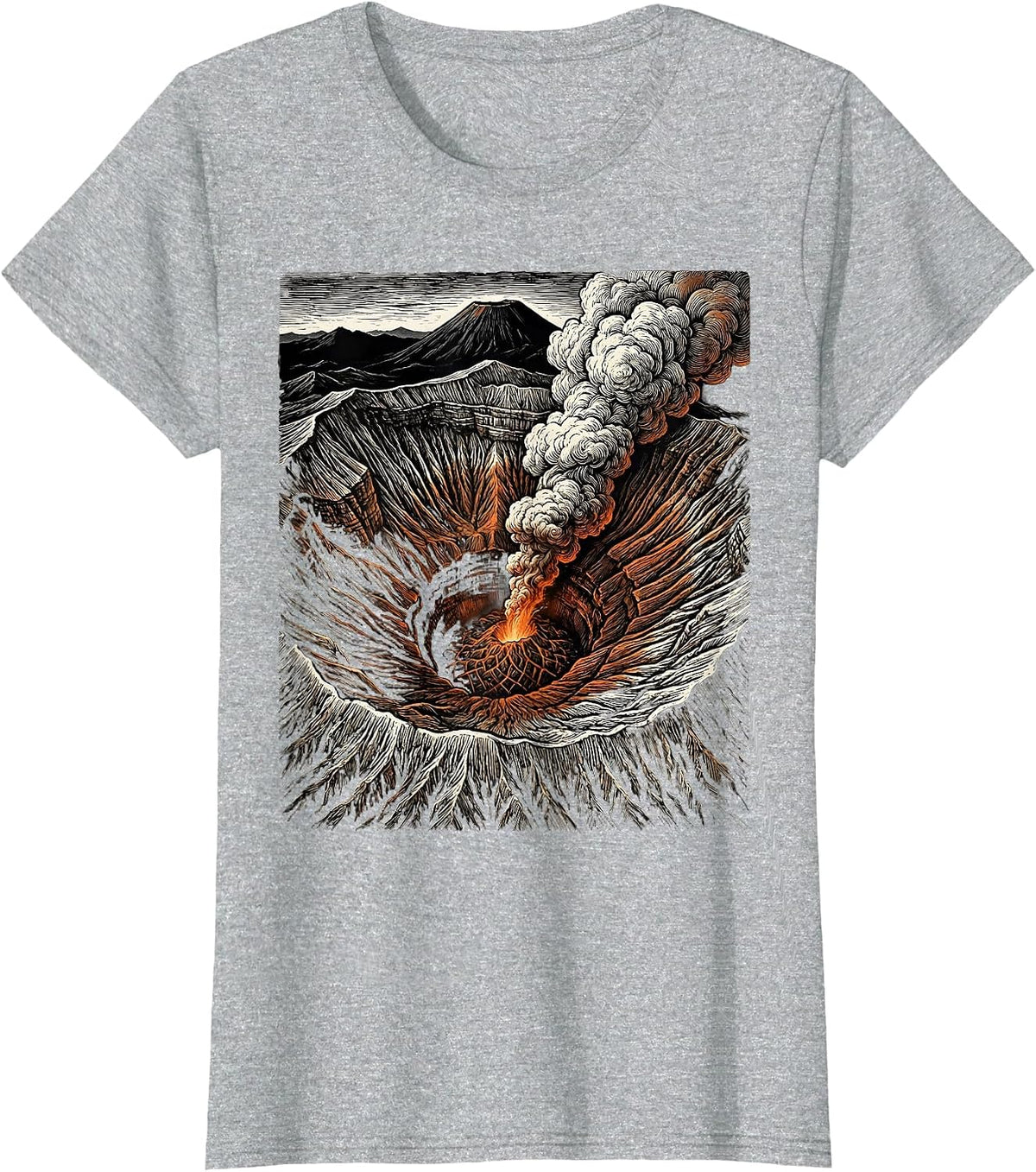 Nicaragua Masaya Volcano Glowing Crater Night T-Shirt - Heather Grey