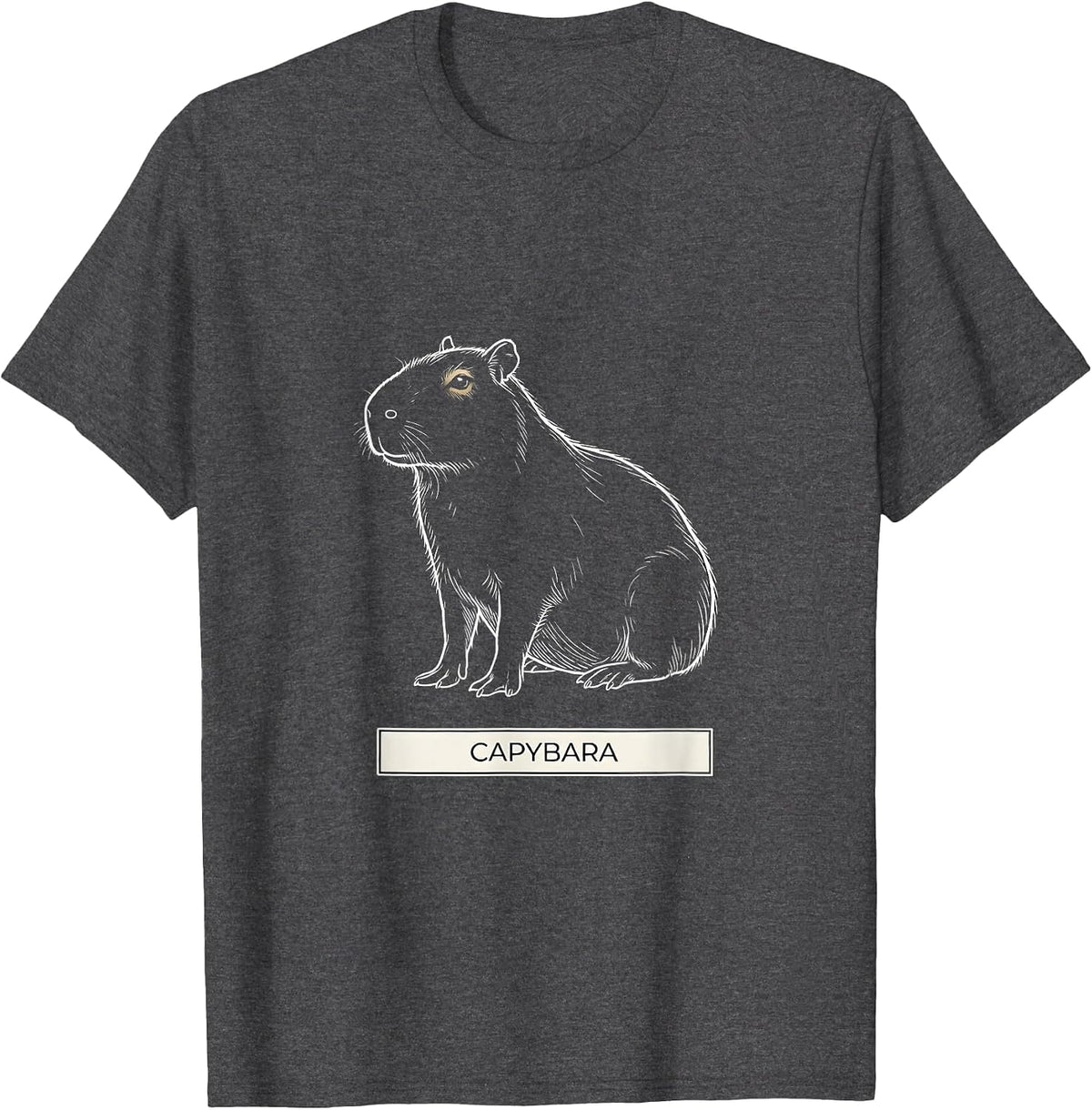 Men's Capybara Minimalist Badge Line Art Animal T-Shirt - Dark Heather Grey