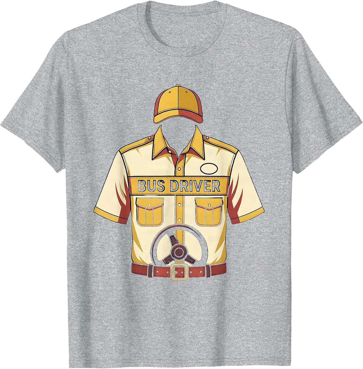 Men's Bus Driver Costume Halloween Lazy Occupation Uniform T-Shirt - Heather Grey