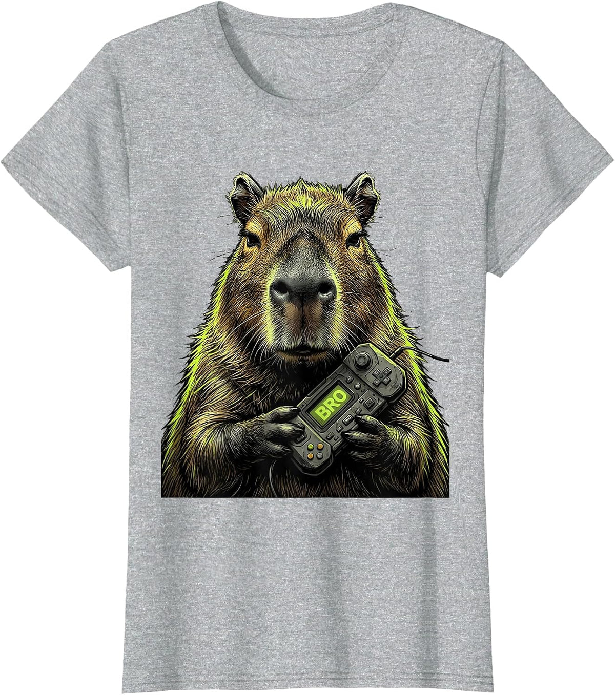 bro Funny Capybara Gamer Meme Humor T-Shirt - Heather Grey