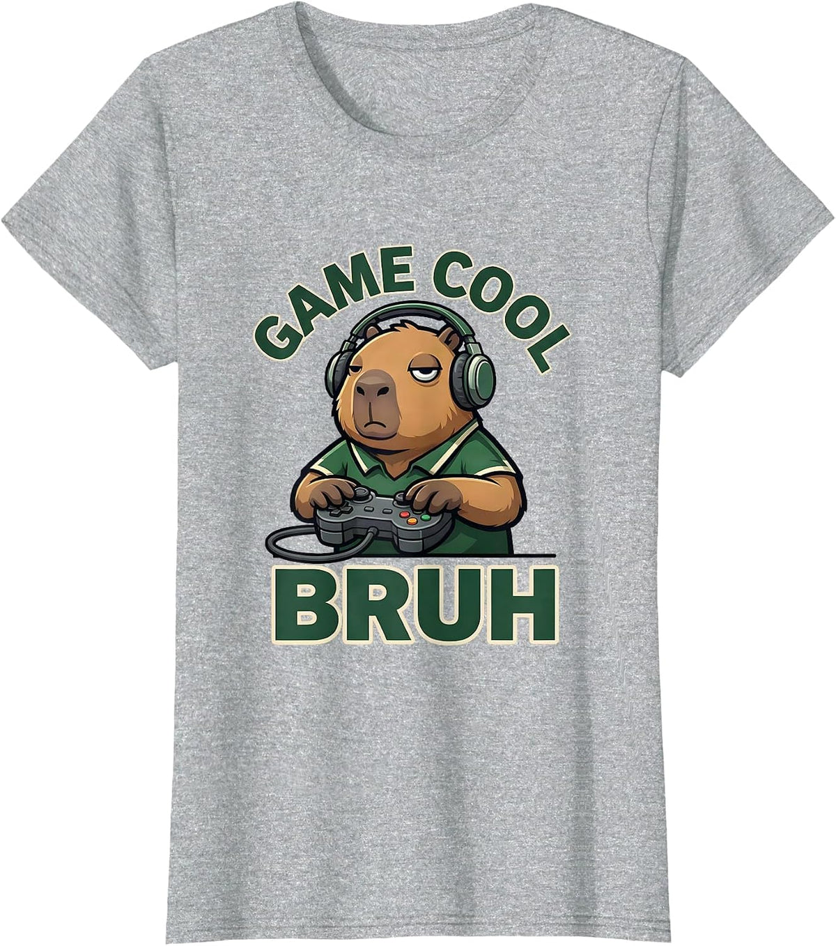 Game Cool Bruh Funny Capybara Gamer Meme Lover Humor T-Shirt - Heather Grey