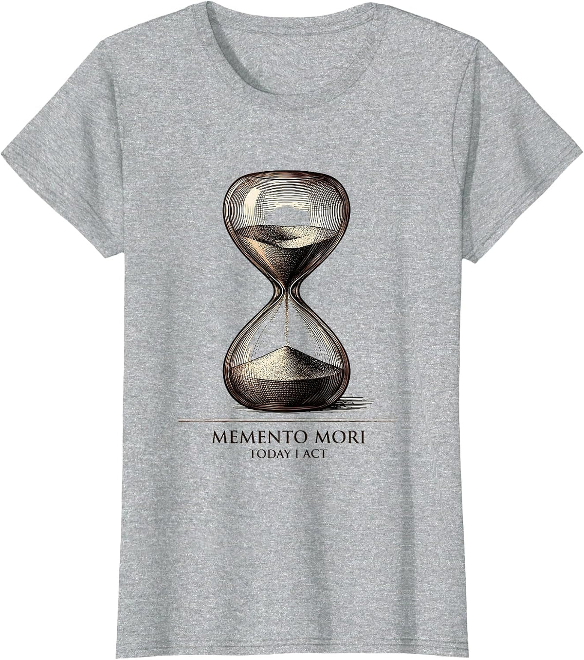 Women's Memento Mori Today I Act Stoic Philosophy Quote T-Shirt - Heather Grey