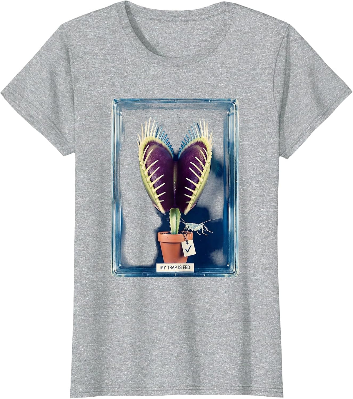 My Trap Is Fed Funny Carnivorous Plant Lover Venus Flytrap T-Shirt - Heather Grey