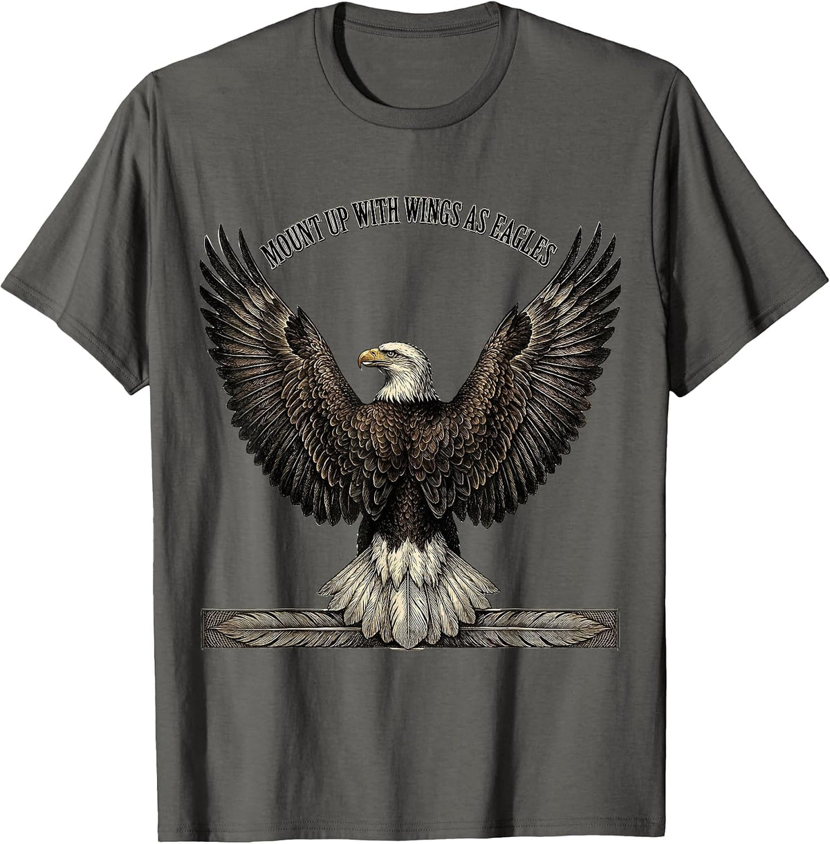 Men's Mount Up With Wings As Eagles Vintage Eagle Faith Gift T-Shirt - Asphalt Grey