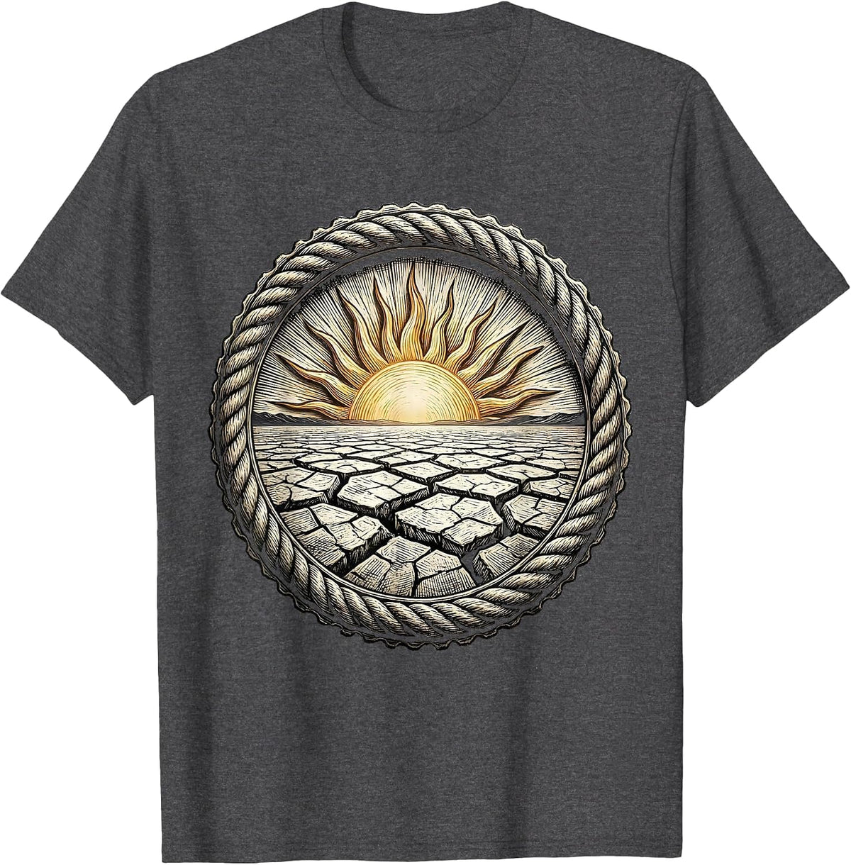 Men's Cracked Salt Flat Desert Scorching Sun Graphic T-Shirt - Dark Heather Grey