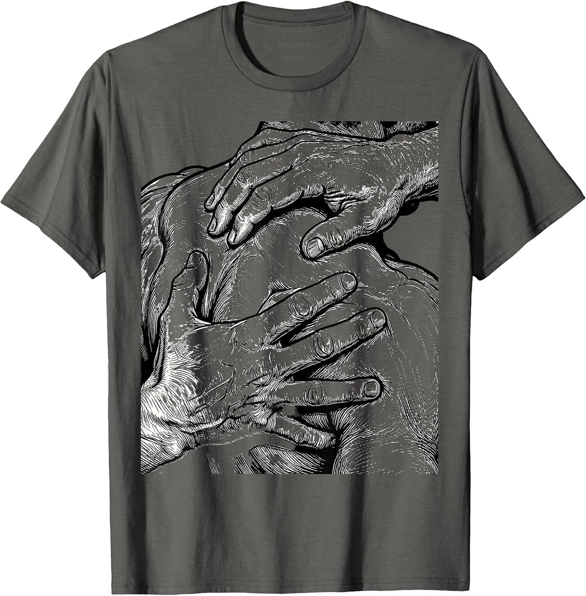 Men's Physical Therapy Shoulder Massage Illustration T-Shirt - Asphalt Grey