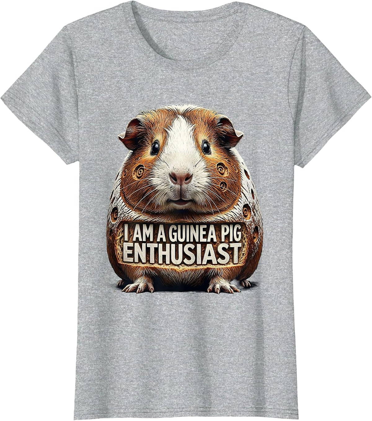 I Am A Guinea Pig Enthusiast Funny Pig Lover Woodcut T-Shirt - Heather Grey