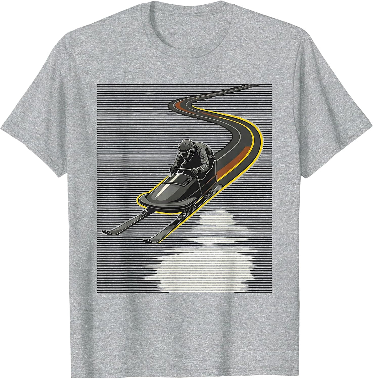 Men's Snowmobile Rider Stencil Humor Winter Sports T-Shirt - Heather Grey