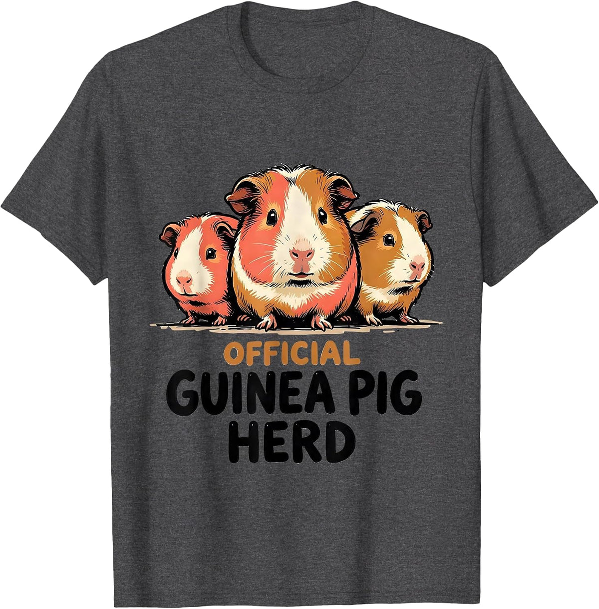 Official Guinea Pig Herd Funny Guinea Pig Lover Humor T-Shirt - Dark Heather Grey