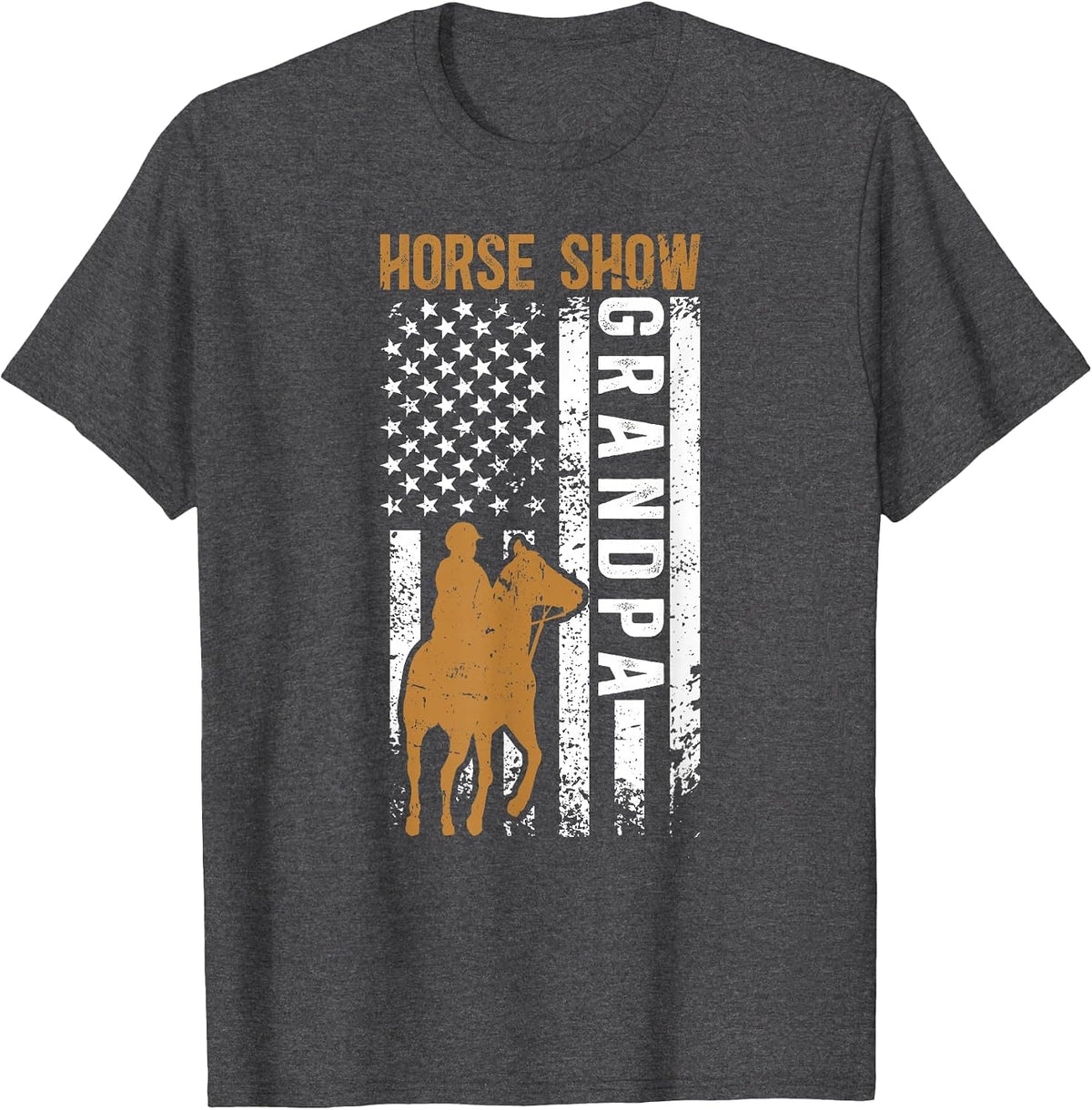 Horse Show Grandpa US Flag Equestrian Grandfather T-Shirt - Dark Heather Grey