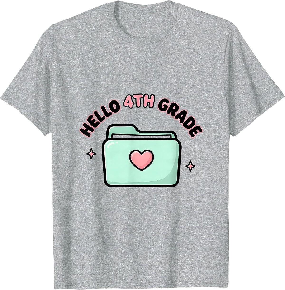Men's Hello 4th Grade Cute Kawaii Back To School Grade Level Team T-Shirt - Heather Grey