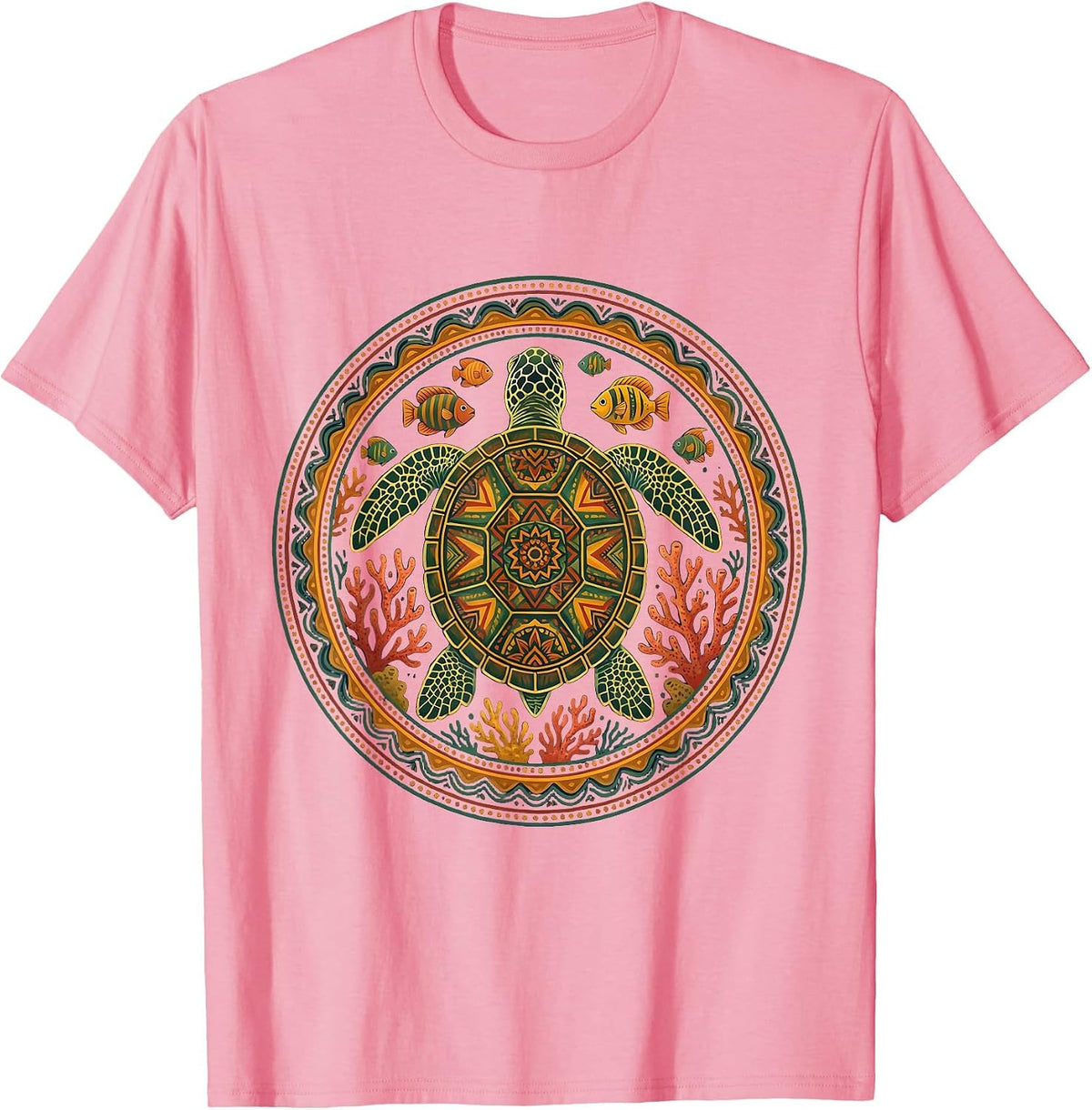 Men's Ecuador Sea Turtle Coral Reef Graphic T-Shirt - Pink
